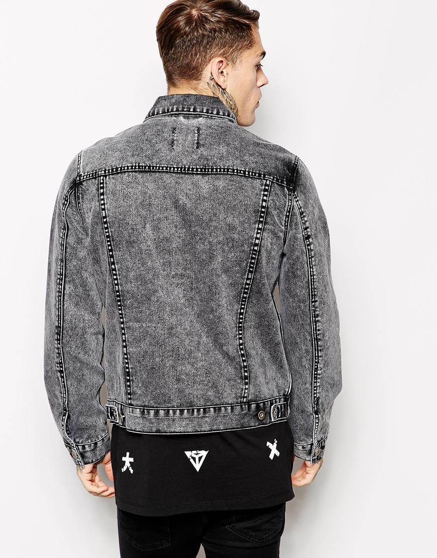 ASOS Asos Denim Jacket with Acid Wash in Purple for Men