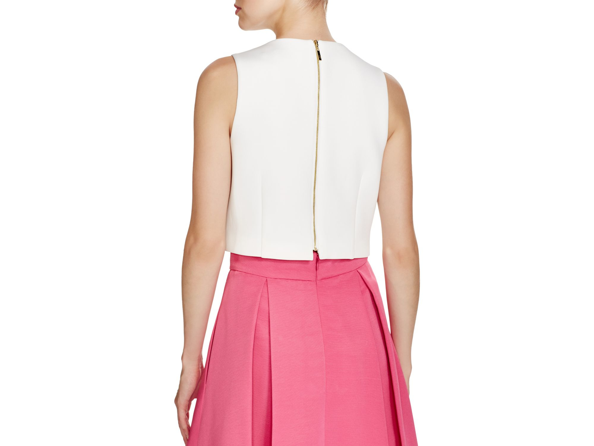 Eliza J Denim Sleeveless Crop Top In Ivory White Lyst Eliza J Denim Sleeveless Crop Top In Ivory White Lyst