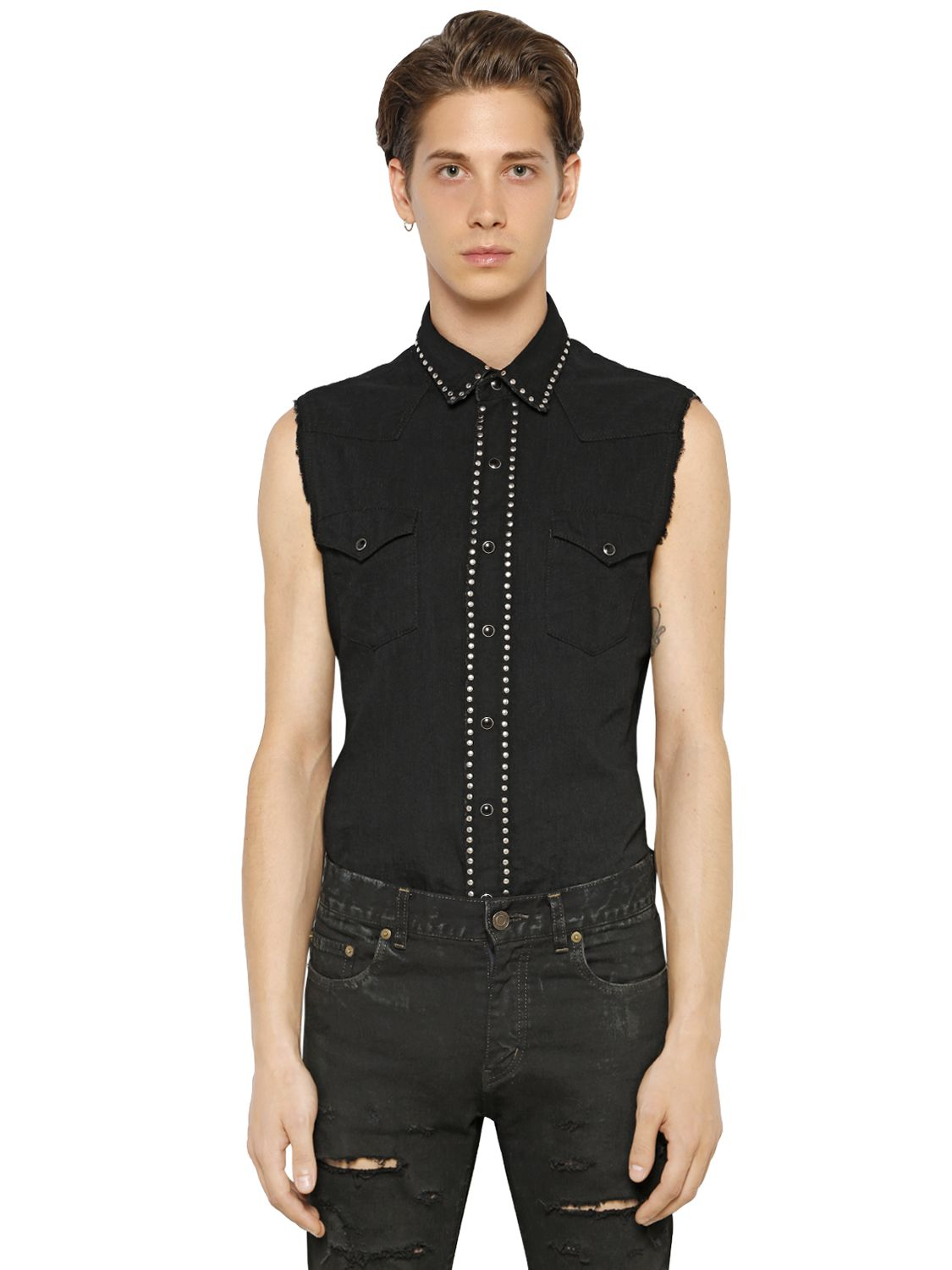 saint laurent sleeveless shirt