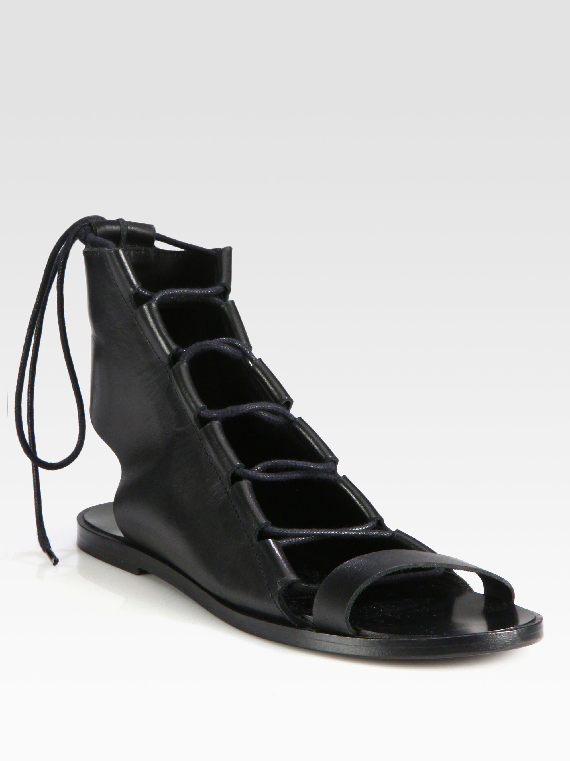 Pierre hardy Leather Lace-Up Sandals in Black | Lyst