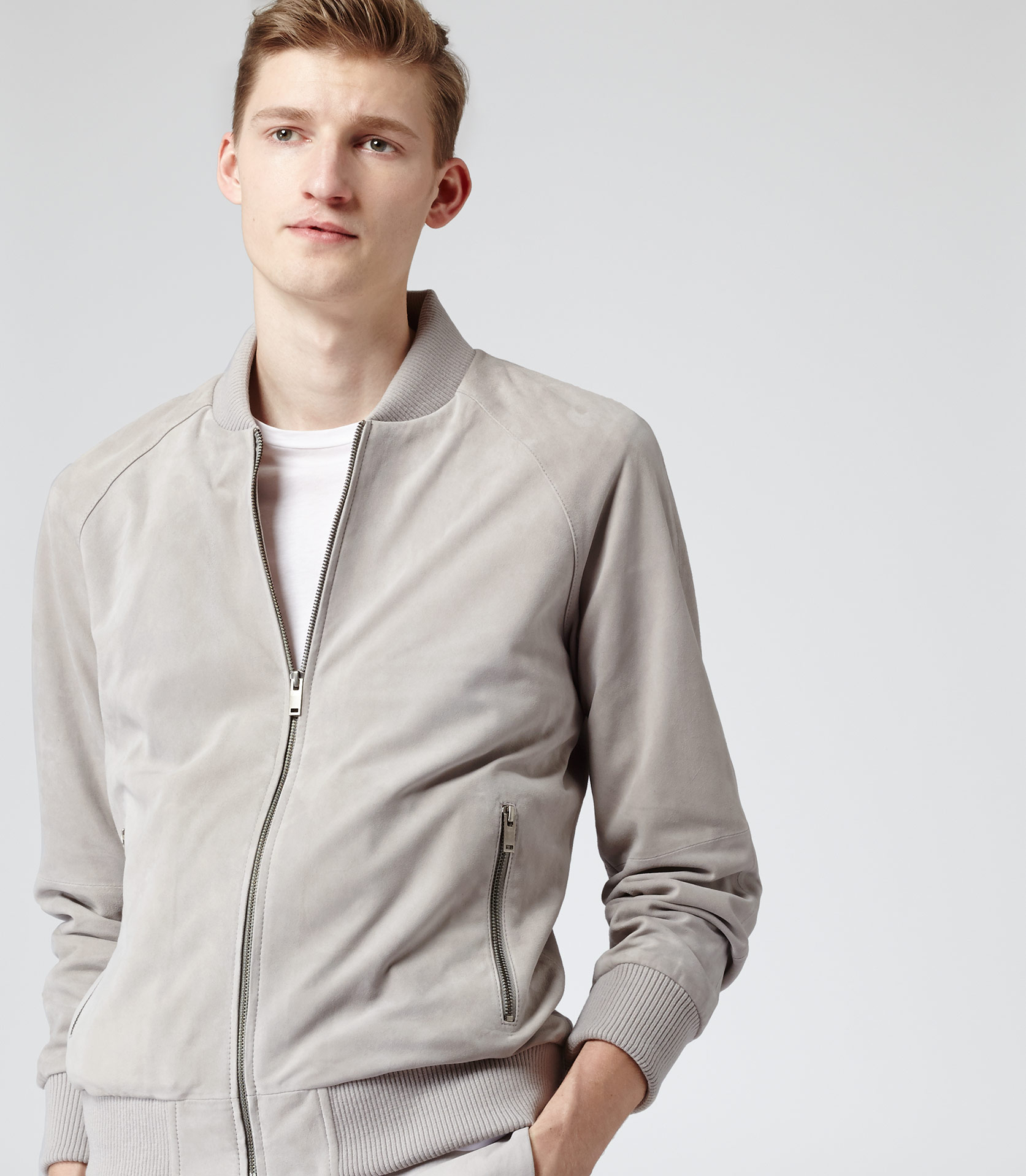reiss suede bomber