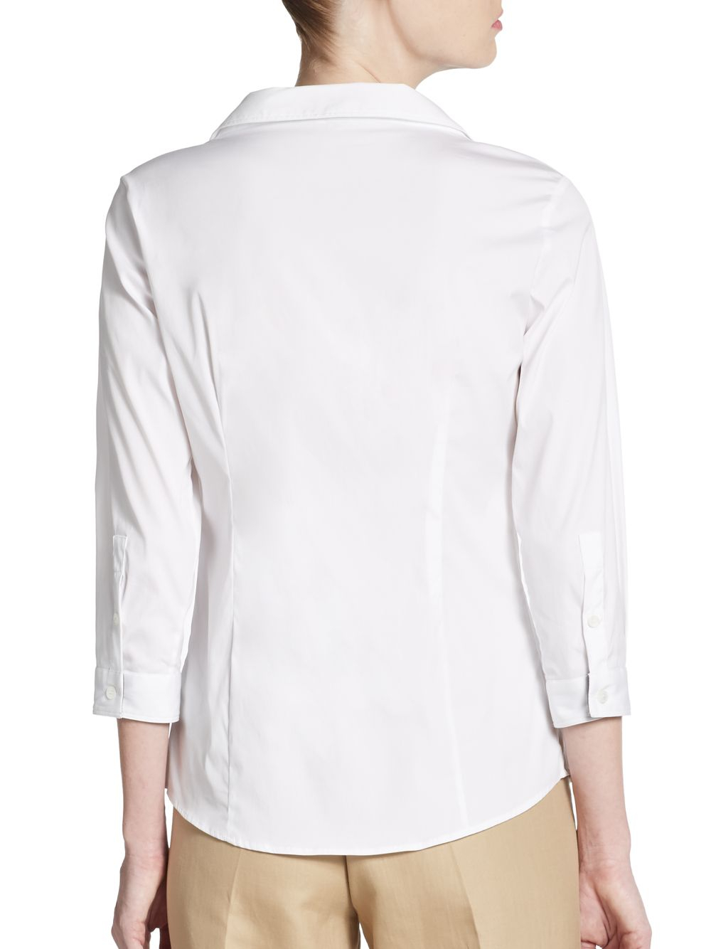 Burberry Stretch-Cotton Portrait Collar Top in White - Lyst