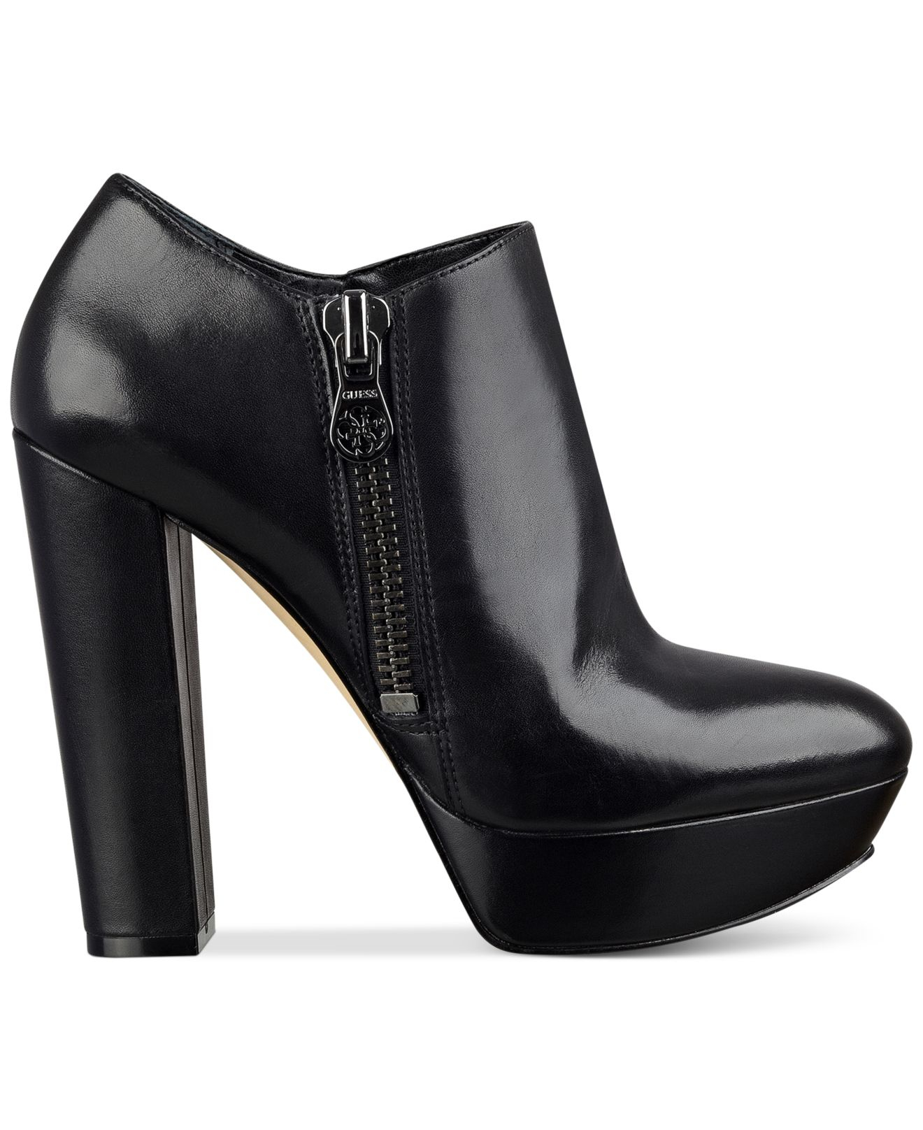 black leather shooties