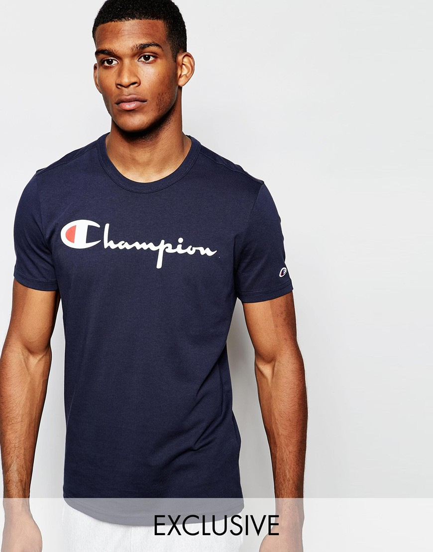Lyst - Champion Script T-shirt Exclusive To Asos in Blue for Men