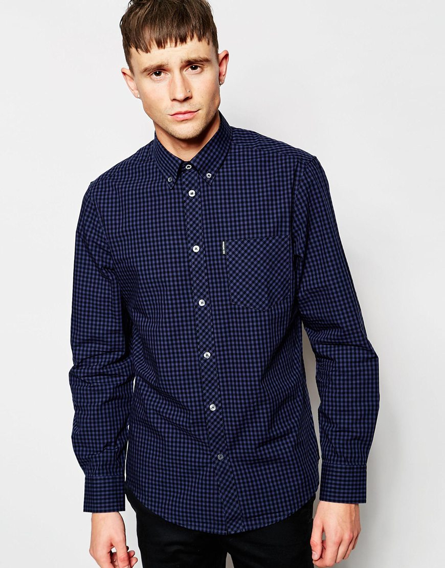 Lyst - Ben Sherman Shirt With Gingham Check in Blue for Men