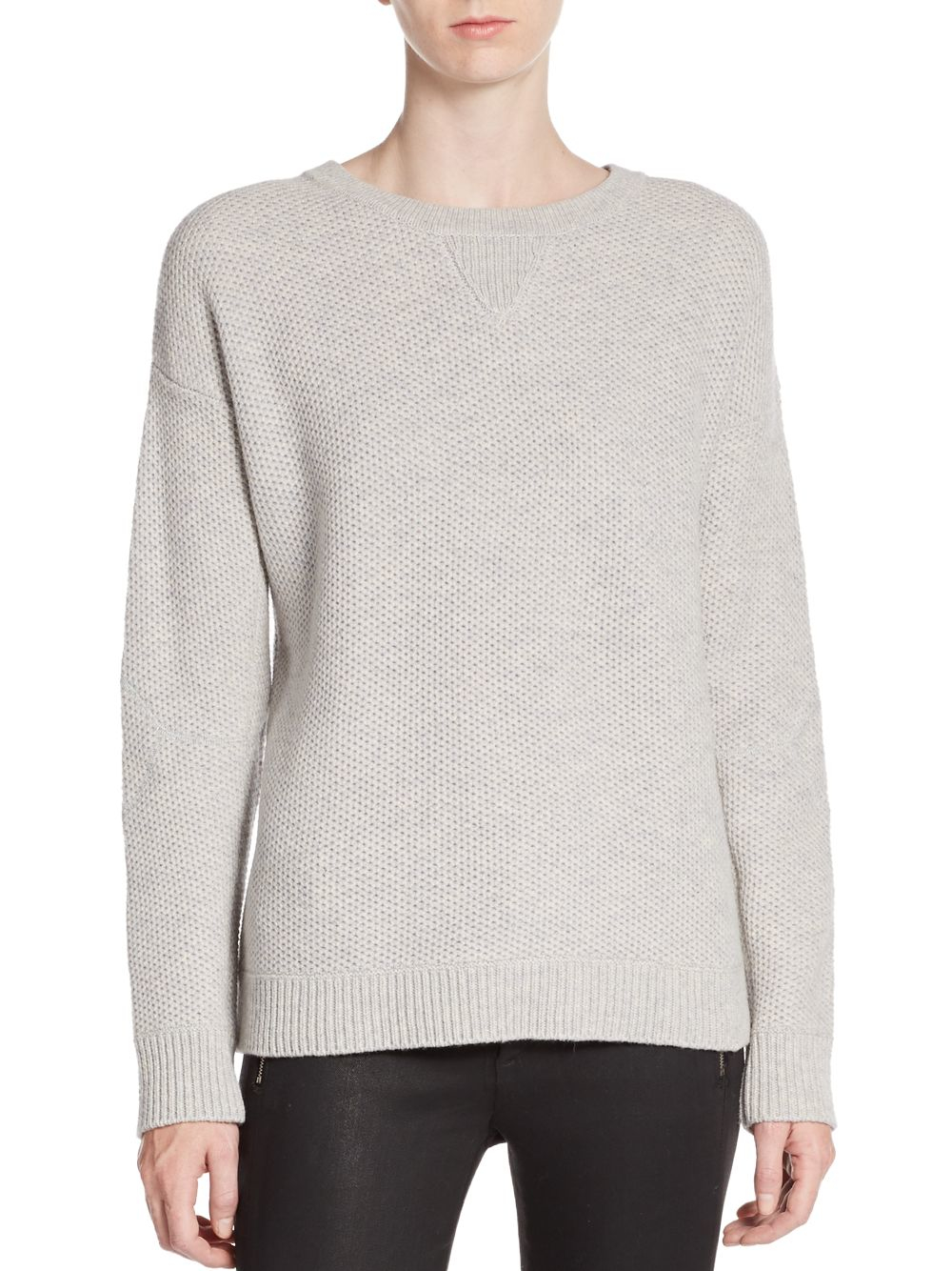 Vince Wool & Yak Honeycomb Sweater in Gray | Lyst