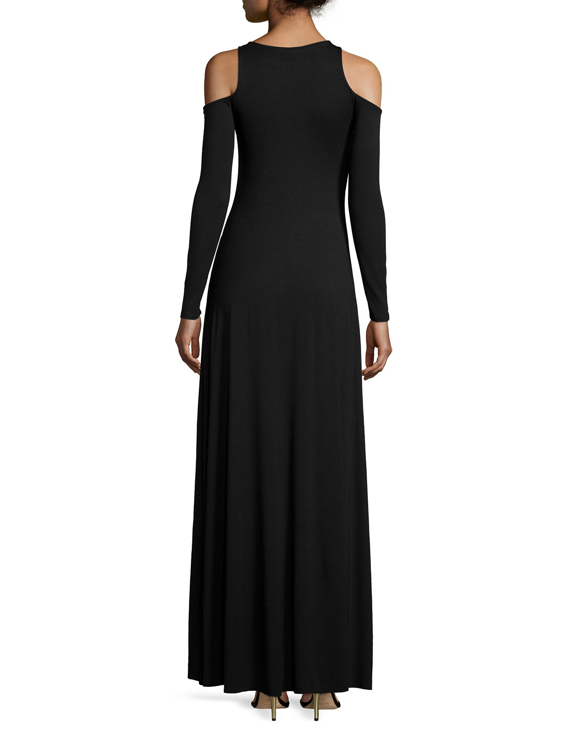 cold shoulder long sleeve maxi dress