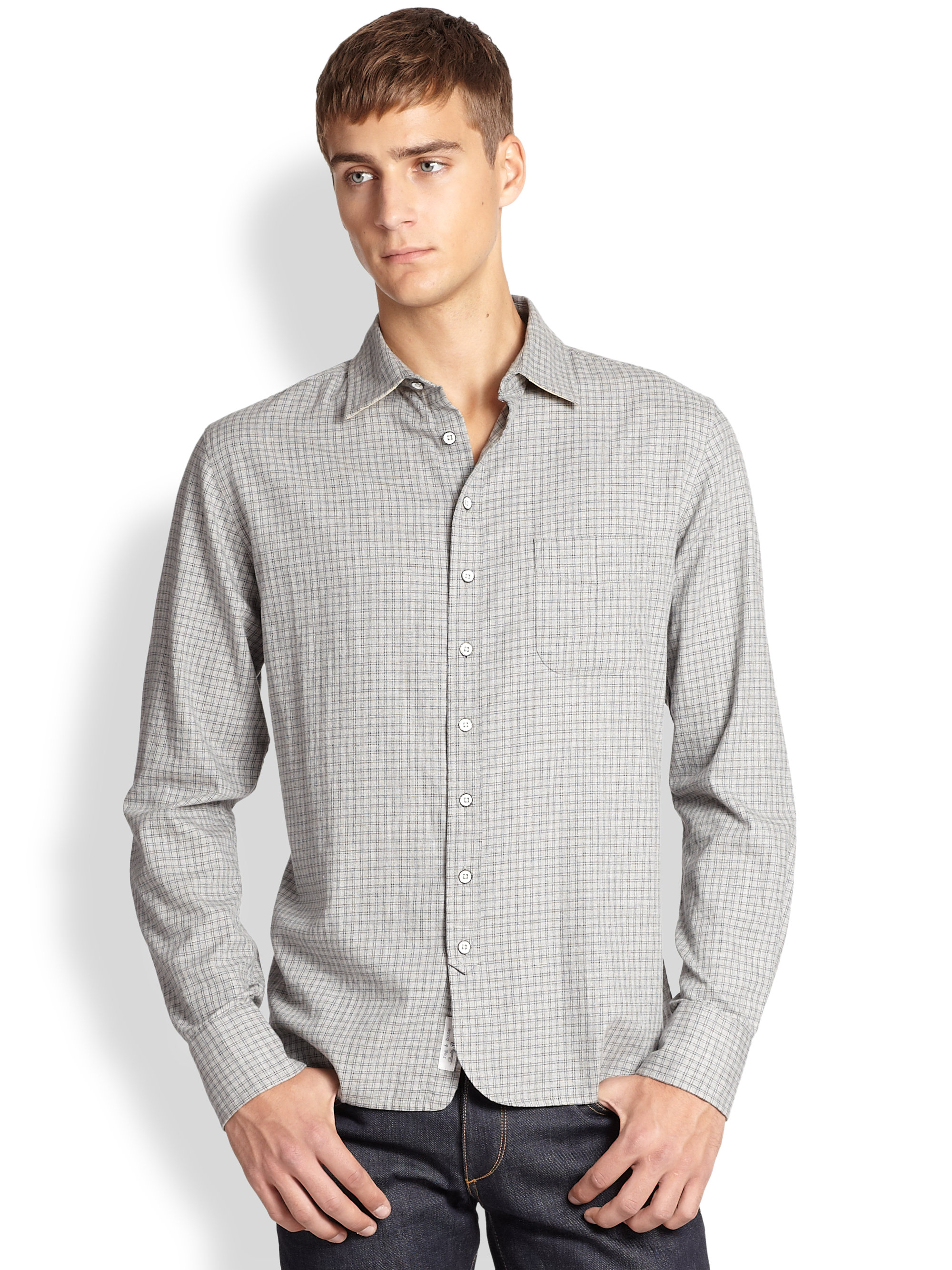 Lyst - Rag & Bone Three-Quarter Placket Shirt in Gray for Men