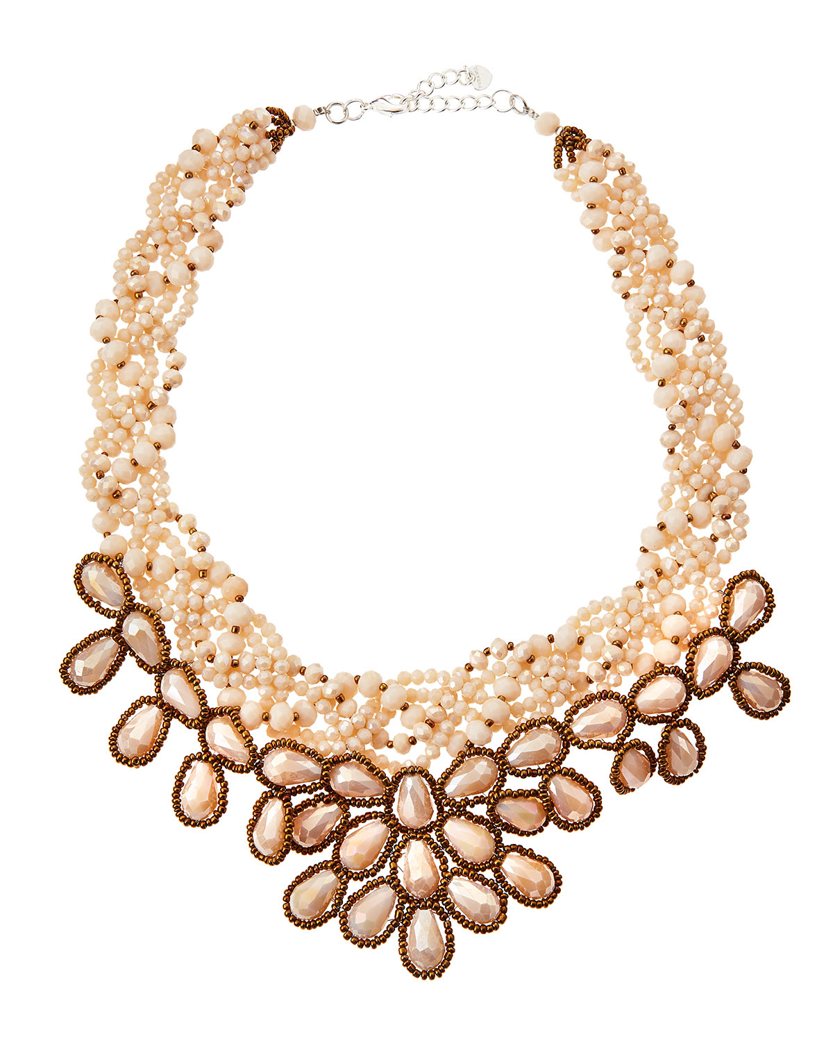 Nakamol Crystal/Seed Bead Collar Necklace in Gold (cream) Lyst