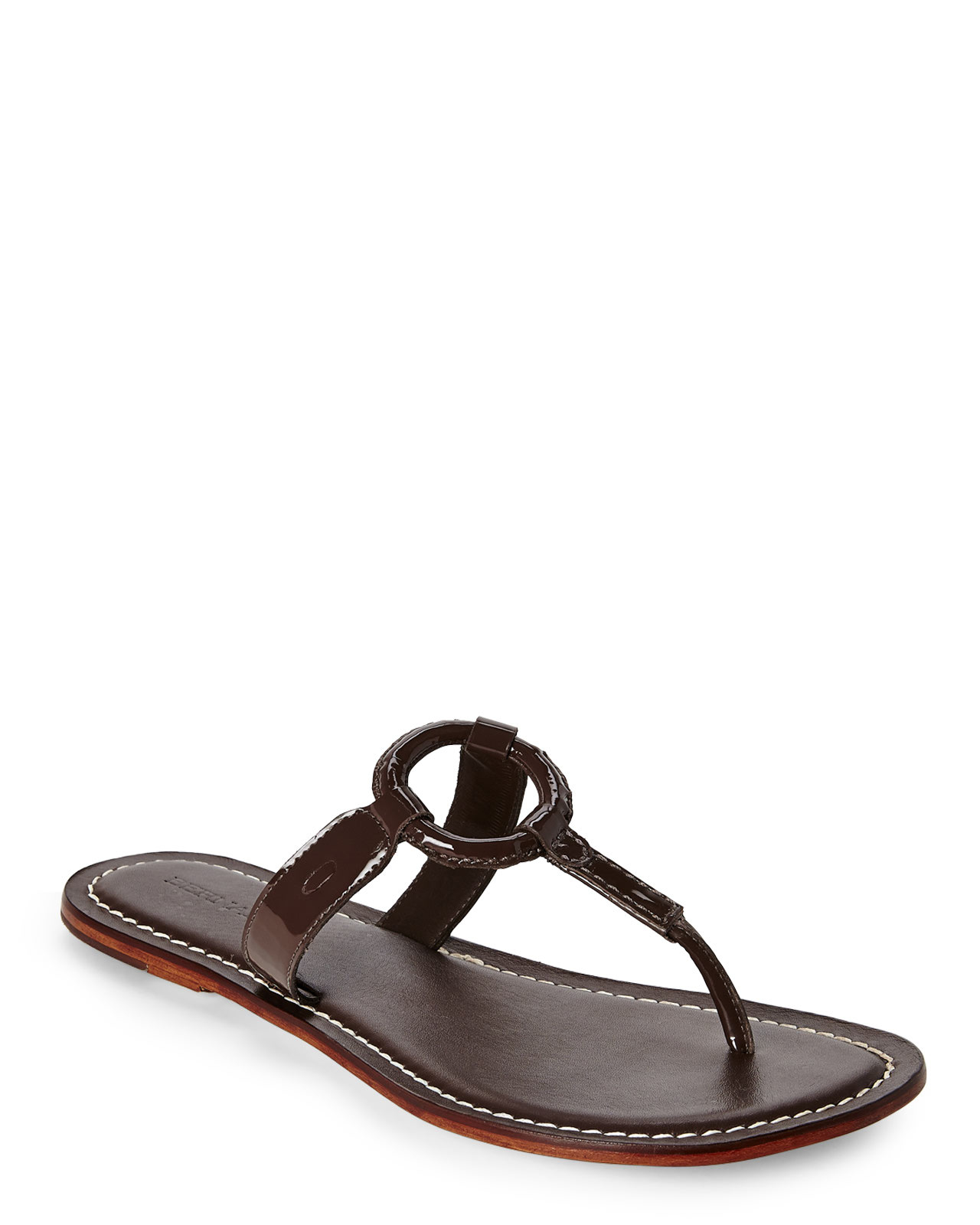 Bernardo Chocolate Patent Thong Sandal in Brown (Chocolate Patent) | Lyst