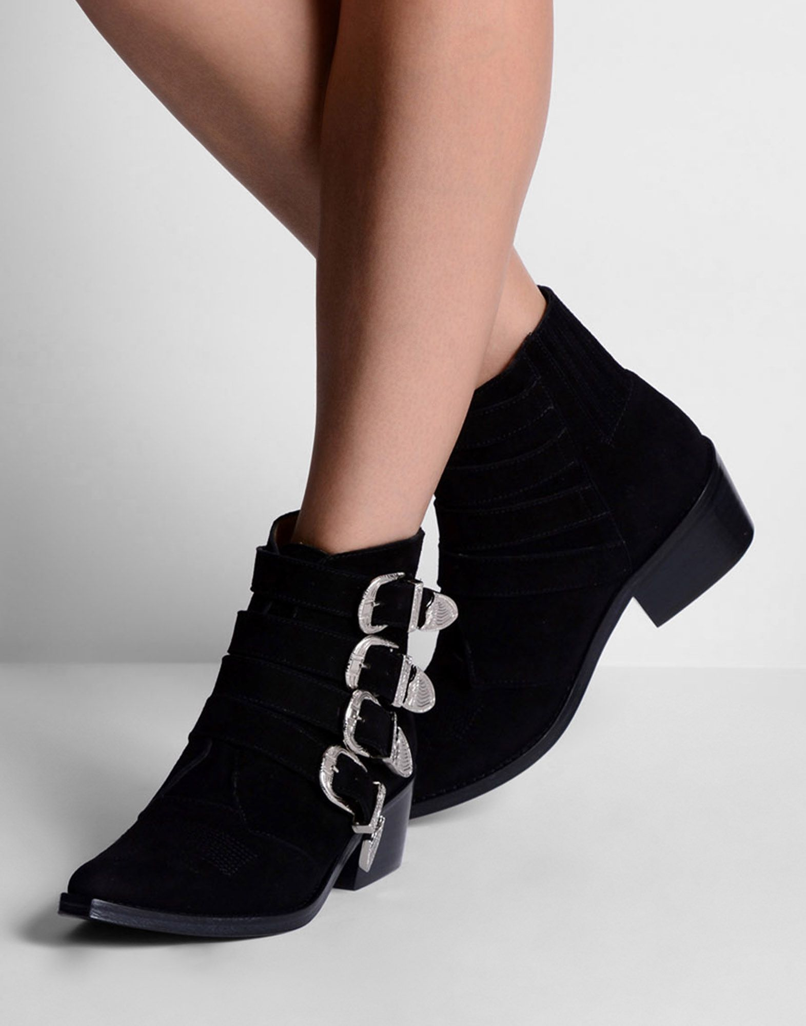 Toga pulla Buckled Leather Ankle Boots in Black | Lyst