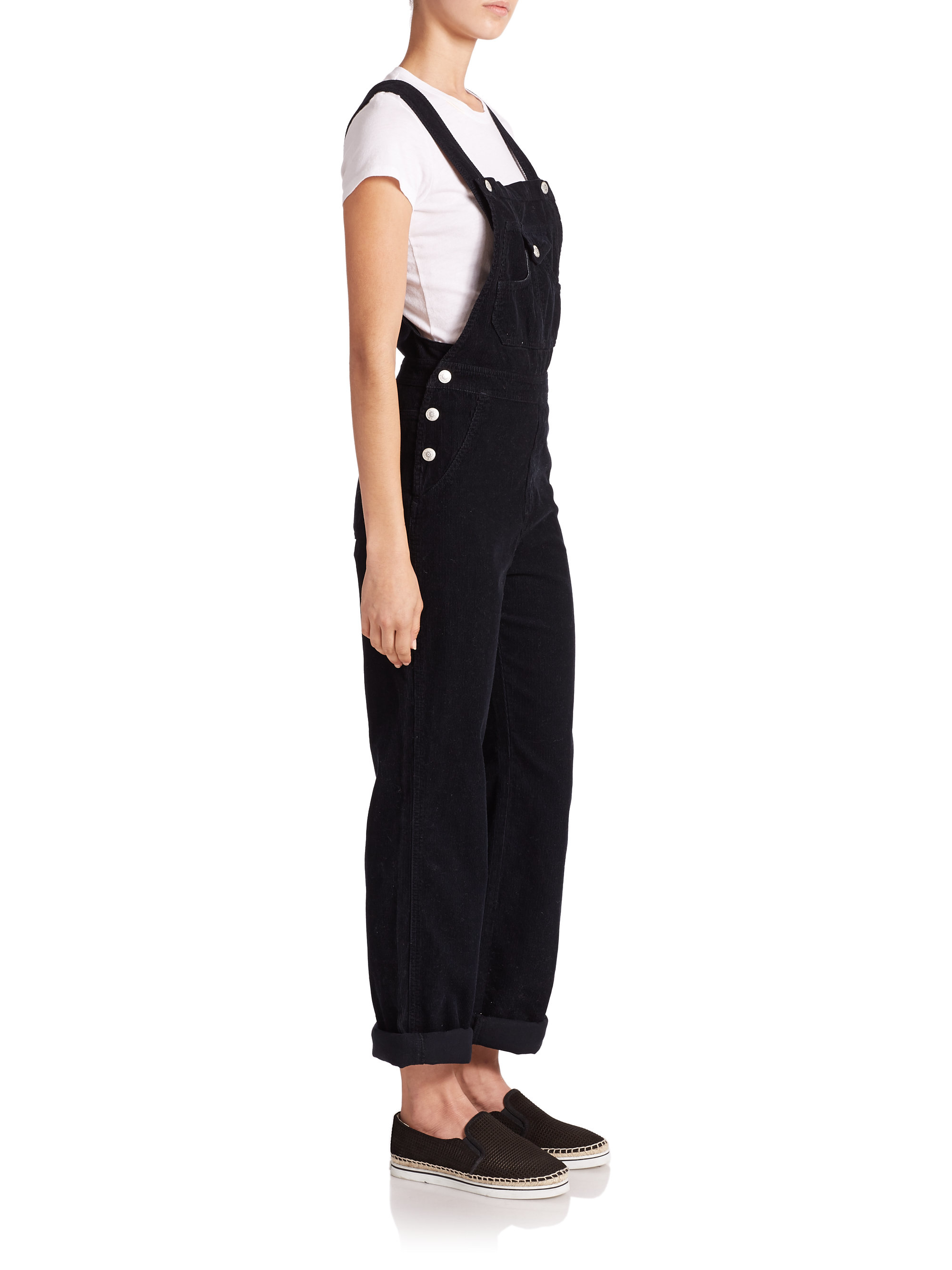 black cord overalls