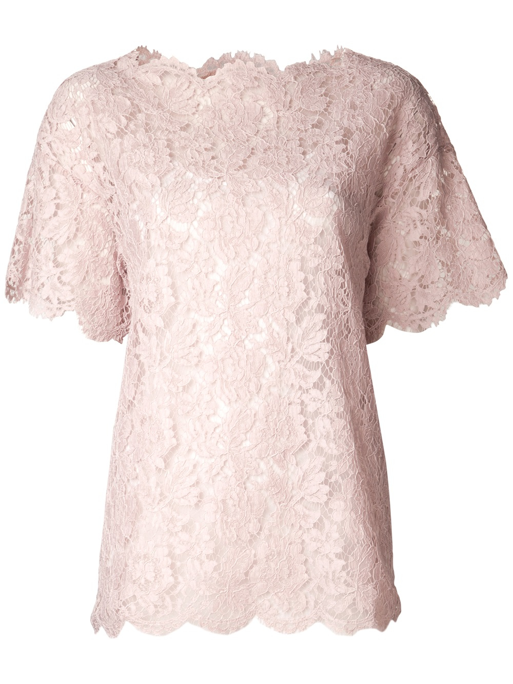 Lyst - Valentino Floral Lace Blouse in Pink