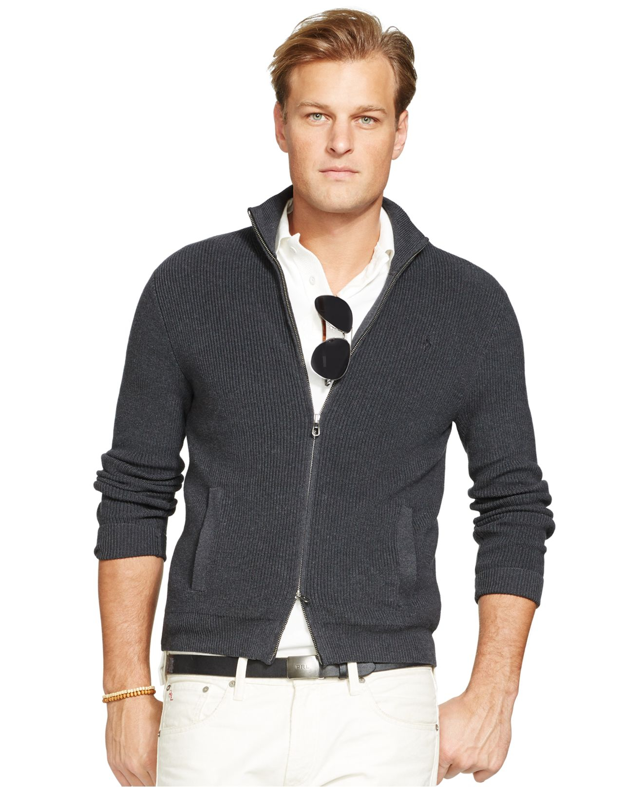 Polo Ralph Lauren FullZip Cotton Sweater in Gray for Men Lyst