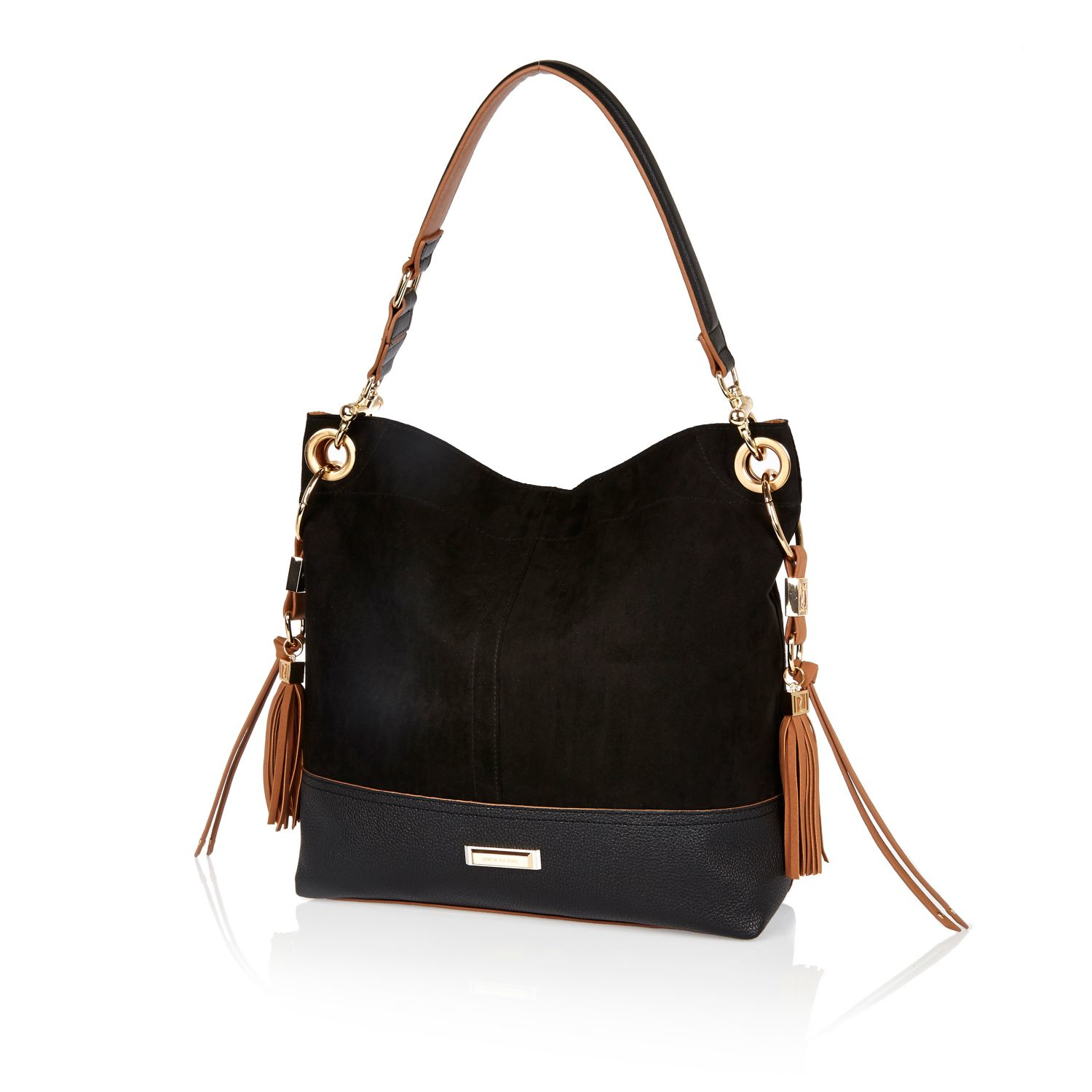 Lyst River Island Black Tassel Side Slouchy Handbag In Gallery