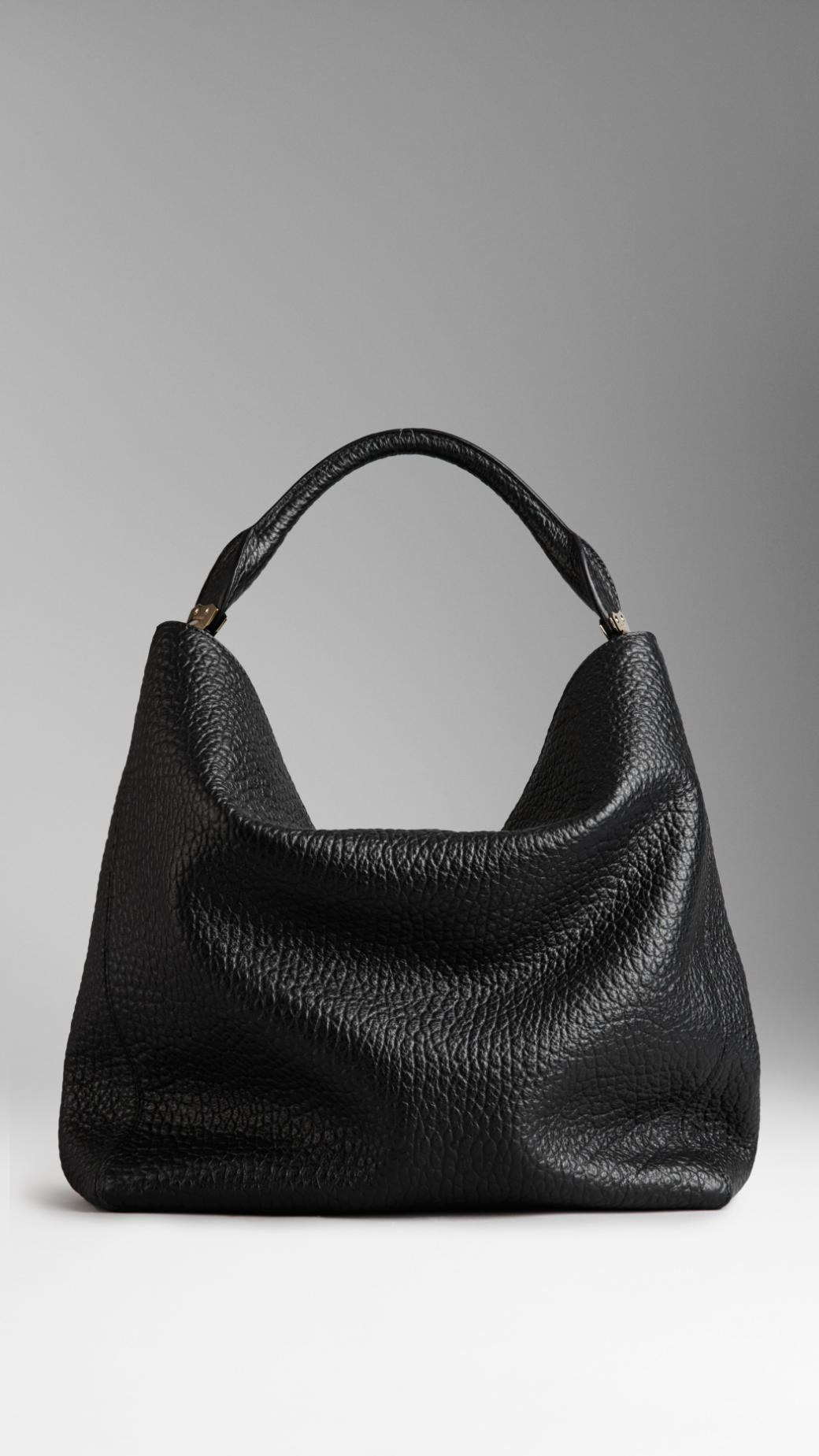 Burberry Medium Signature Grain Leather Hobo Bag in Black - Lyst