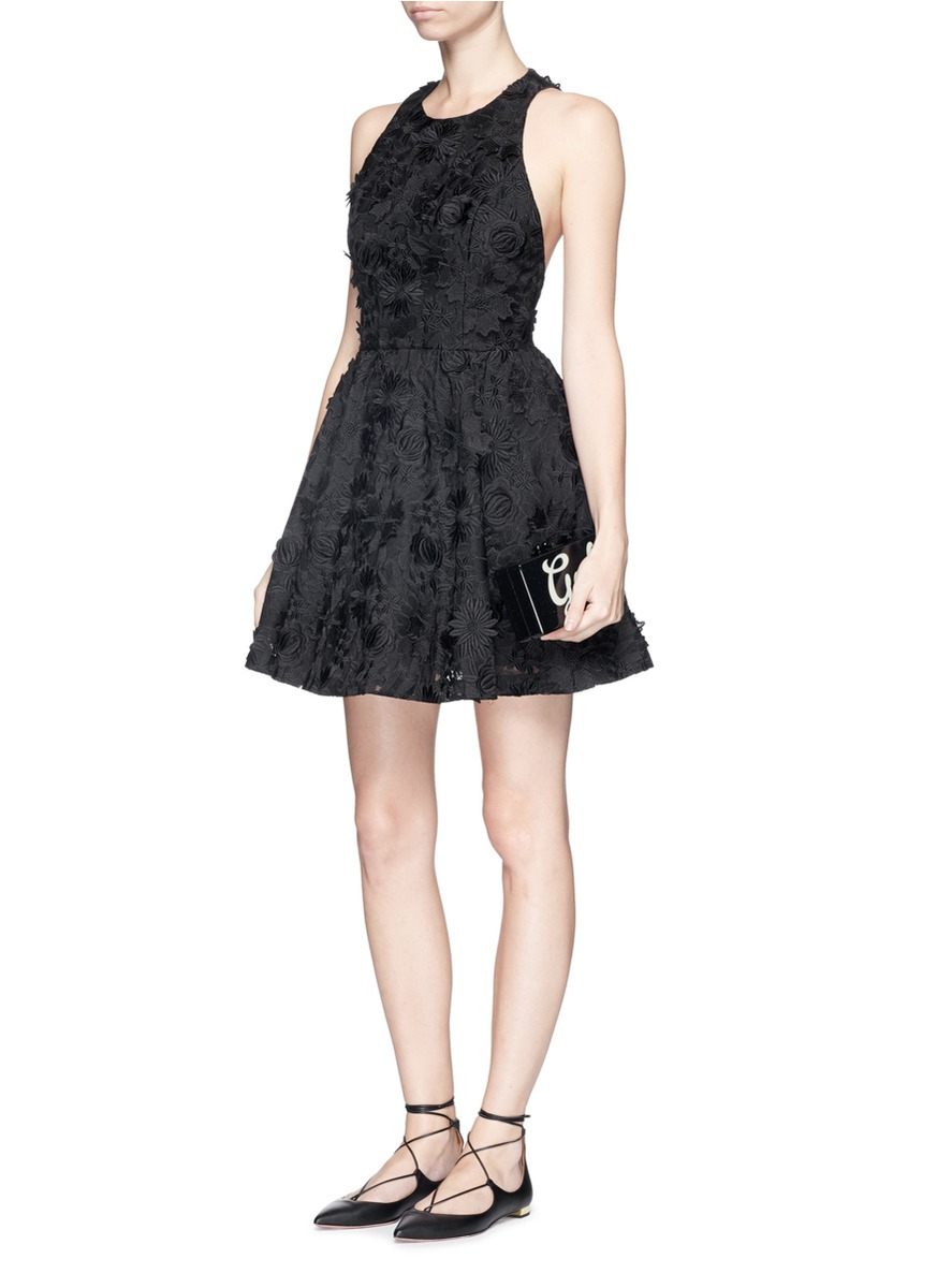 alice and olivia black floral dress