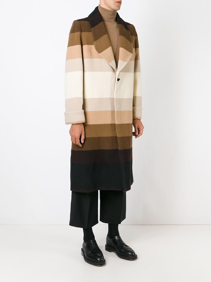 JW Anderson Gradient Striped Overcoat in Natural for Men - Lyst