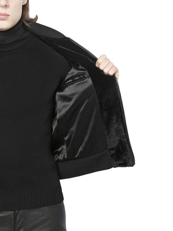Saint Laurent Swarovski Viscose Velvet Bomber Jacket in Black | Lyst
