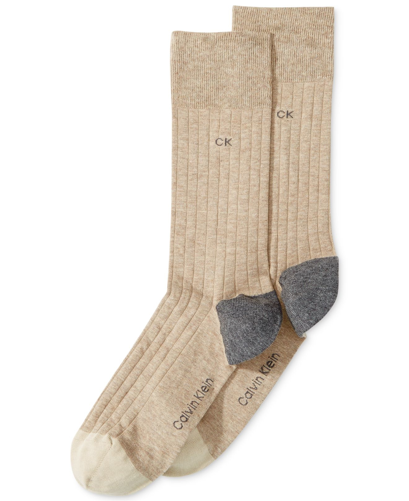 Calvin klein Men's Giza Ribbed Dress Crew Socks in Natural for Men Lyst
