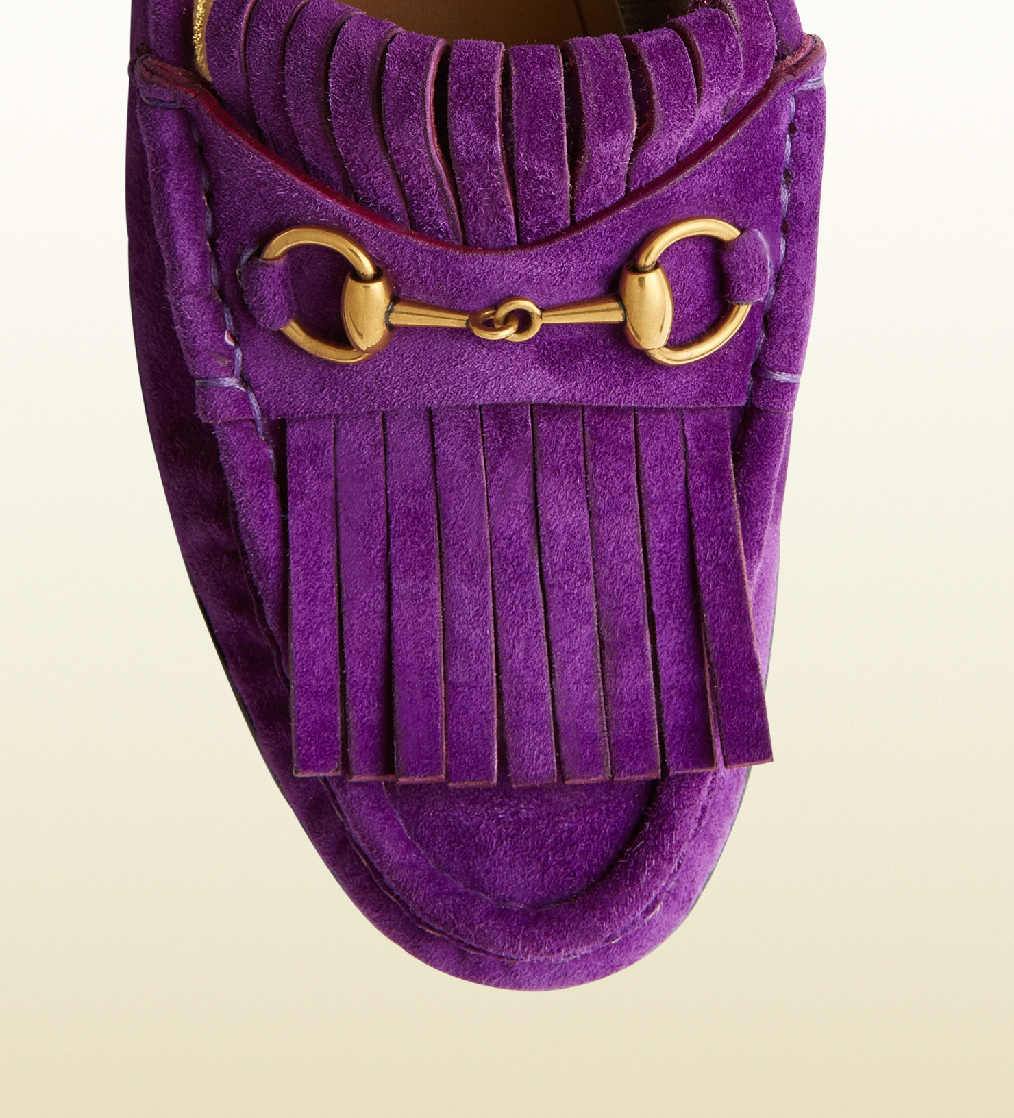 Gucci Horsebit Loafer In Fringed Suede in Purple Lyst