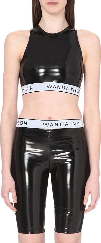 Wanda Nylon High-shine Sports Bra in Black