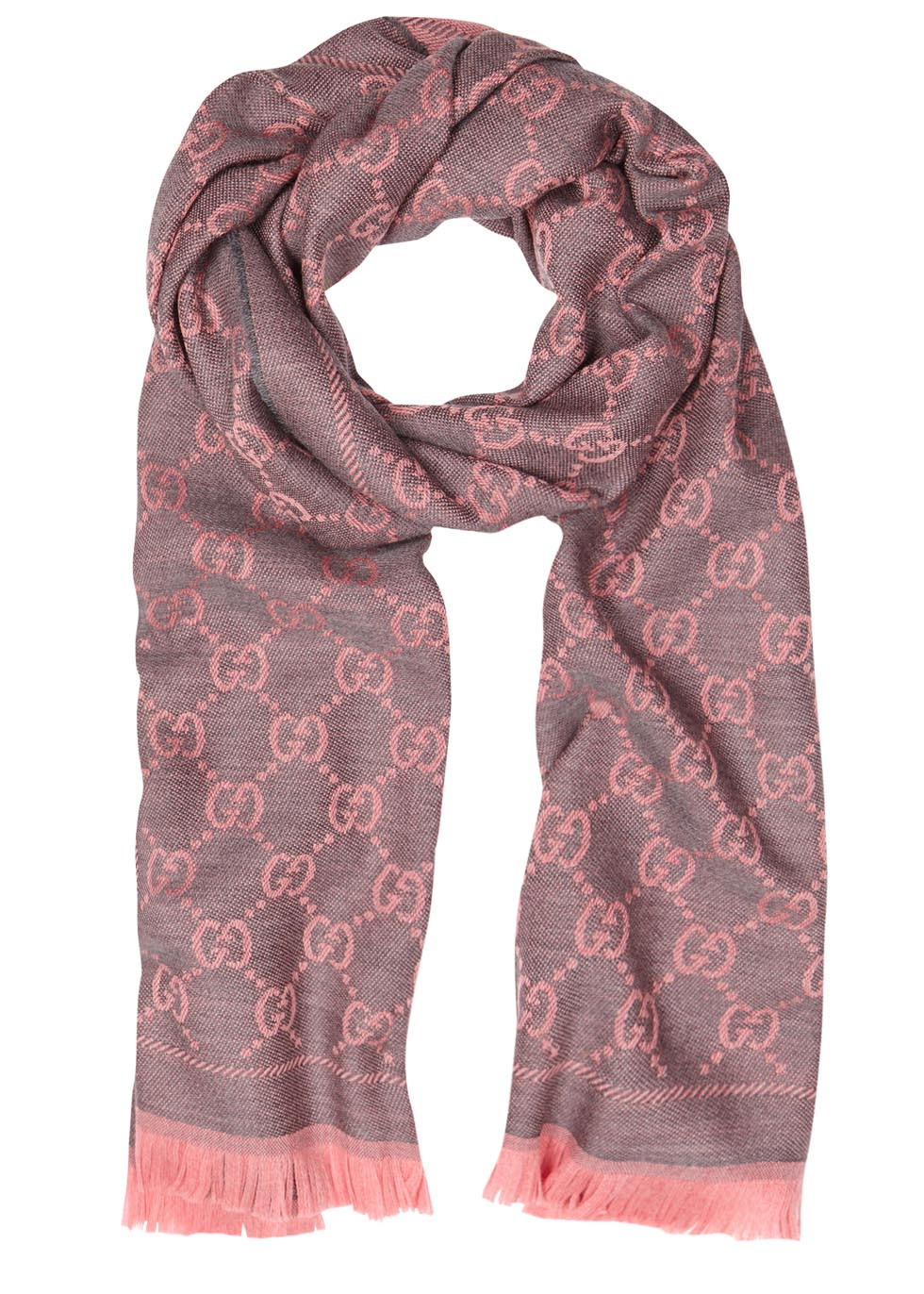 Gucci Sten Pink Jacquard Wool Scarf Lyst