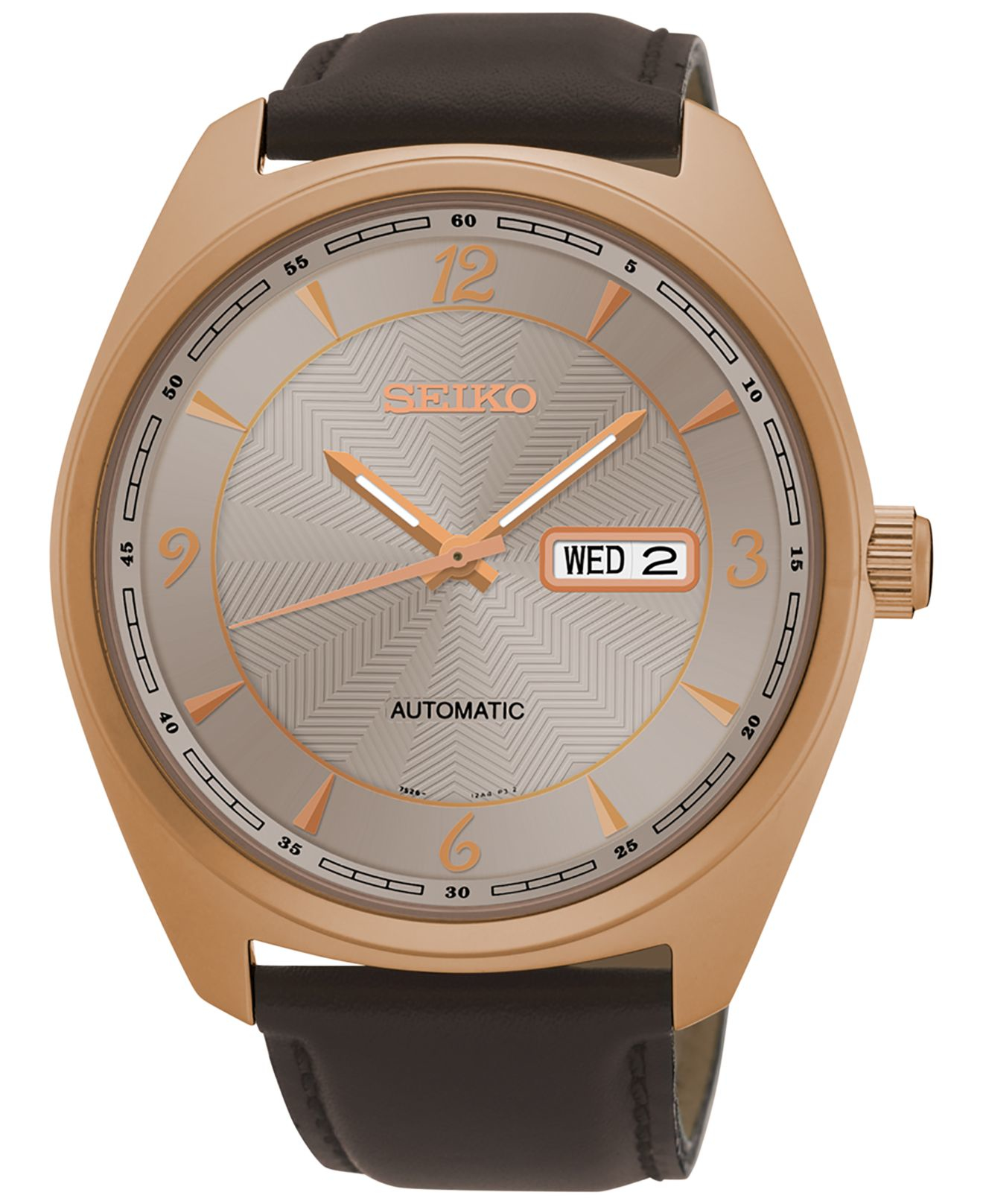 Seiko Men's Automatic Recraft Series Brown Leather Strap Watch 45mm