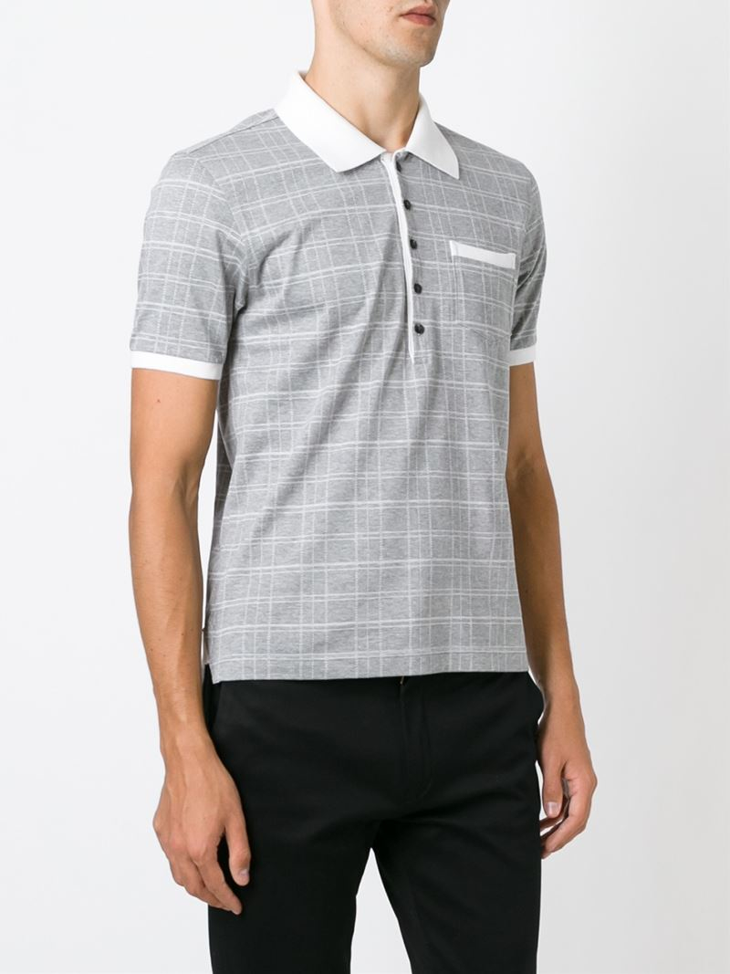 Lyst - Thom Browne Checked Polo Shirt in Gray for Men