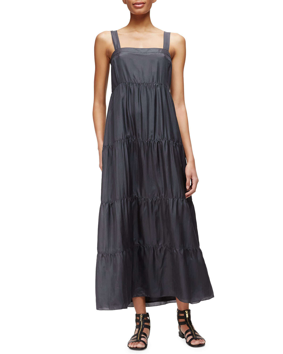 Eileen fisher Silk Tiered Maxi Sundress in Gray Lyst