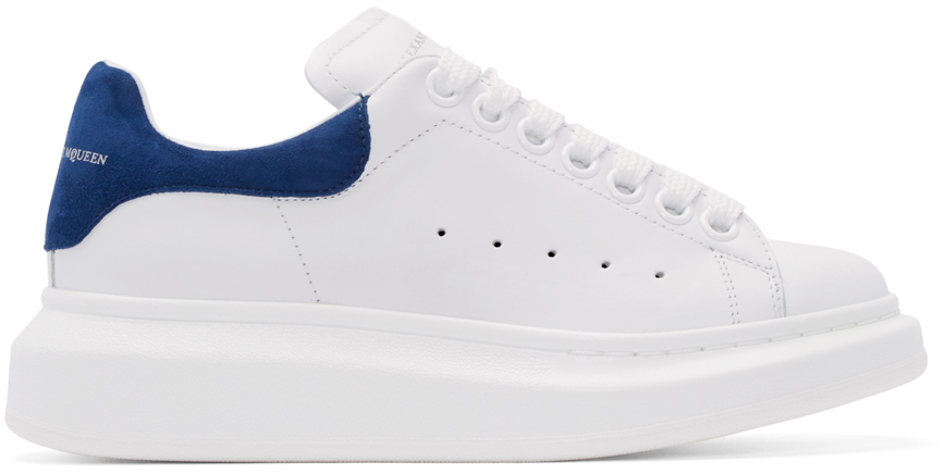 Alexander McQueen Black And Blue Leather Sneakers in White for Men | Lyst