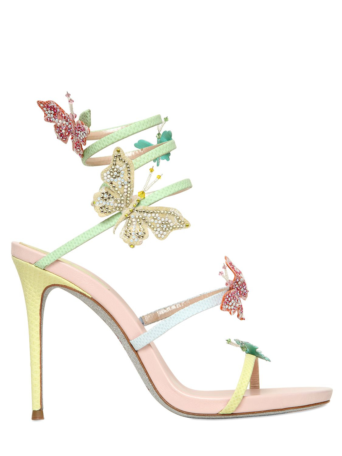 Rene Caovilla 105mm Butterfly Karung & Leather Sandals - Lyst