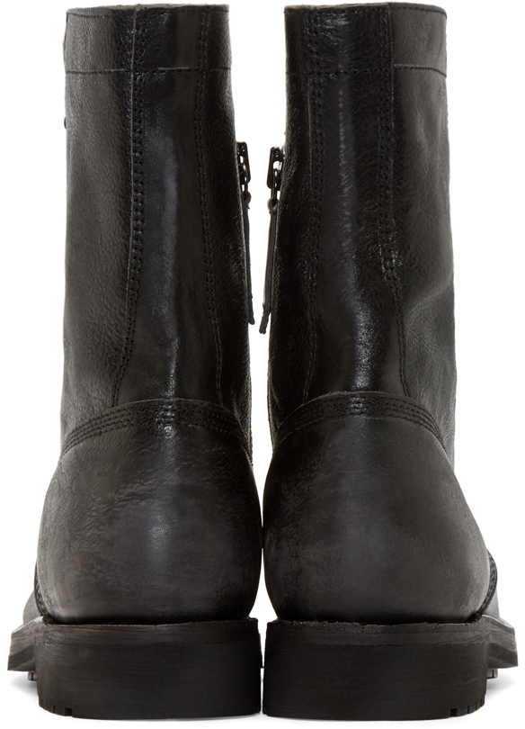 DIESEL Black Leather D_komtop Combat Boots for Men - Lyst
