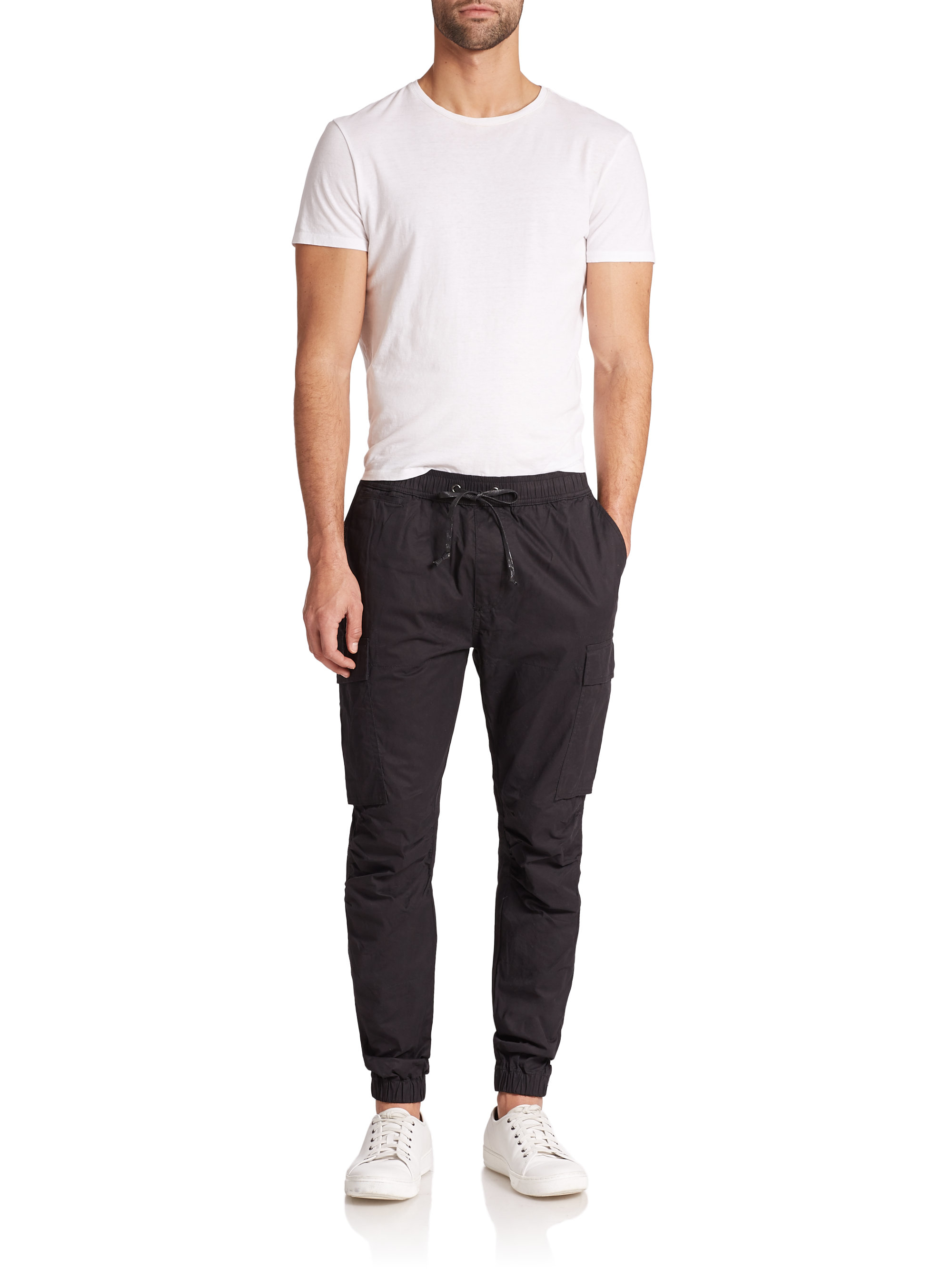 Hudson Jeans Cotton Gunner Drawstring Cargo Pants in Black for Men - Lyst