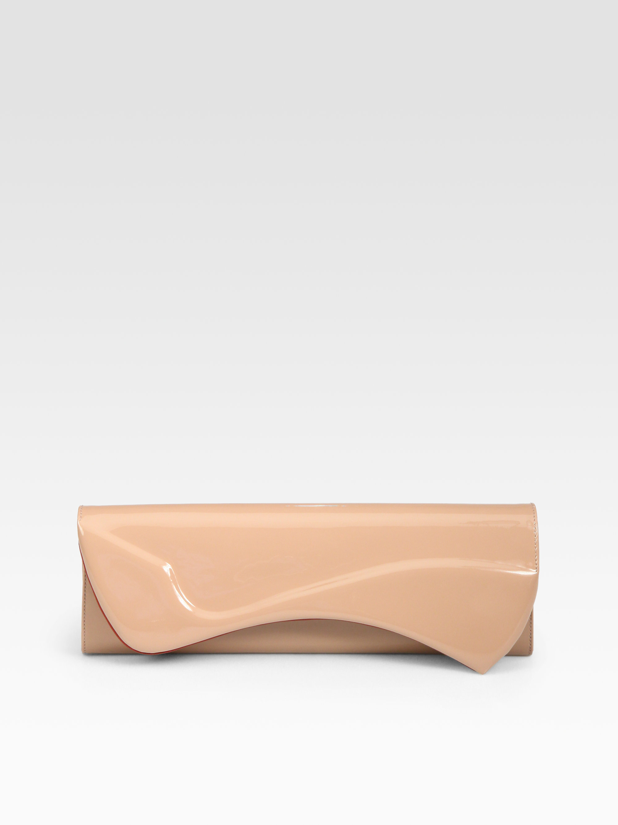 Christian Louboutin Pigalle Patent Leather Clutch in Natural | Lyst