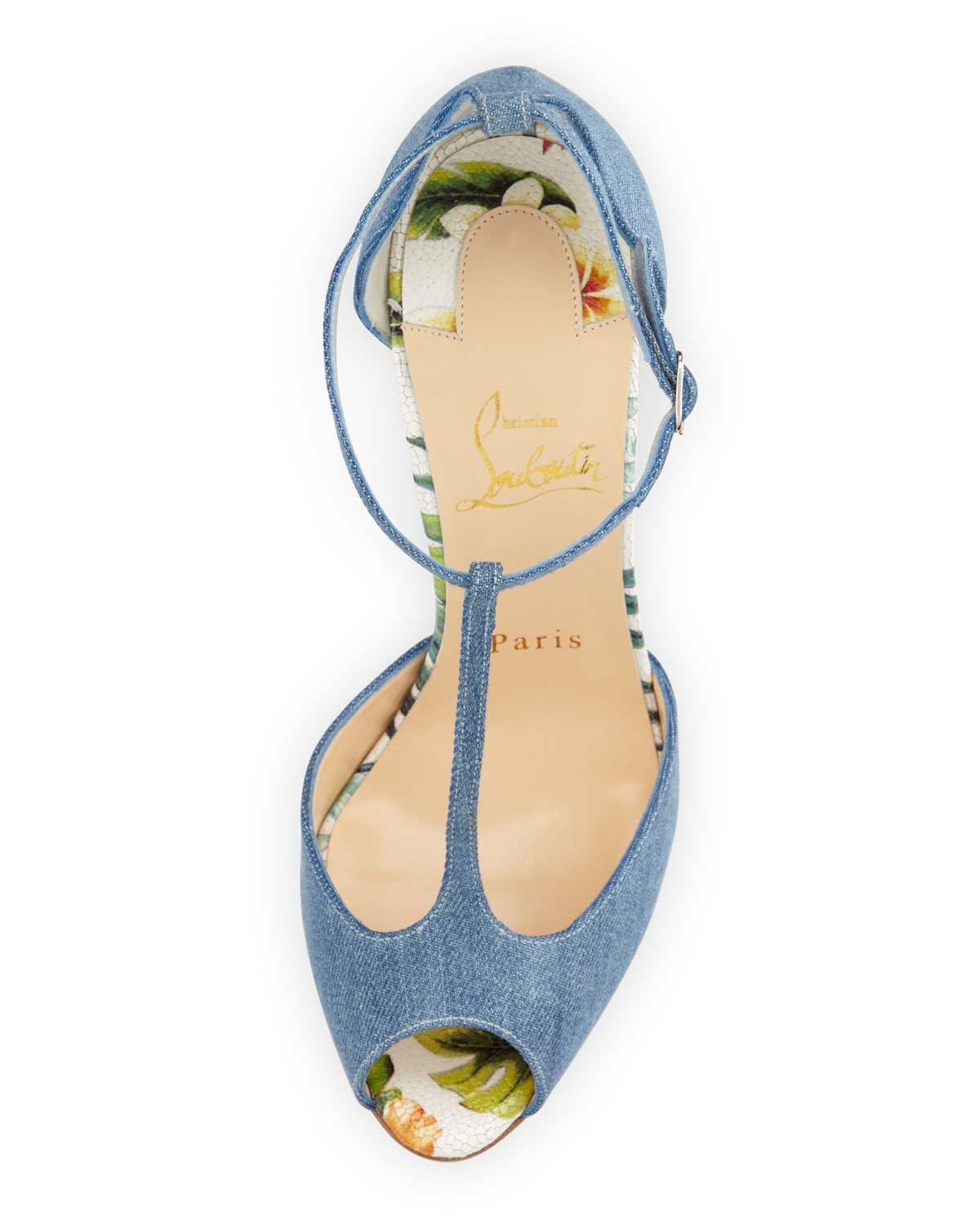Christian louboutin Senora Denim 100mm Red Sole Sandal in Blue ...