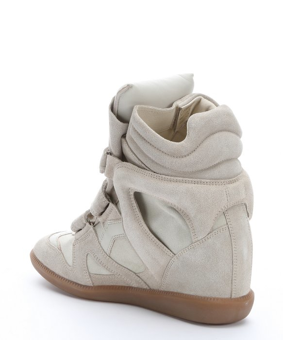 Isabel marant Ecru Suede 'bekett' Wedge Sneakers in White | Lyst