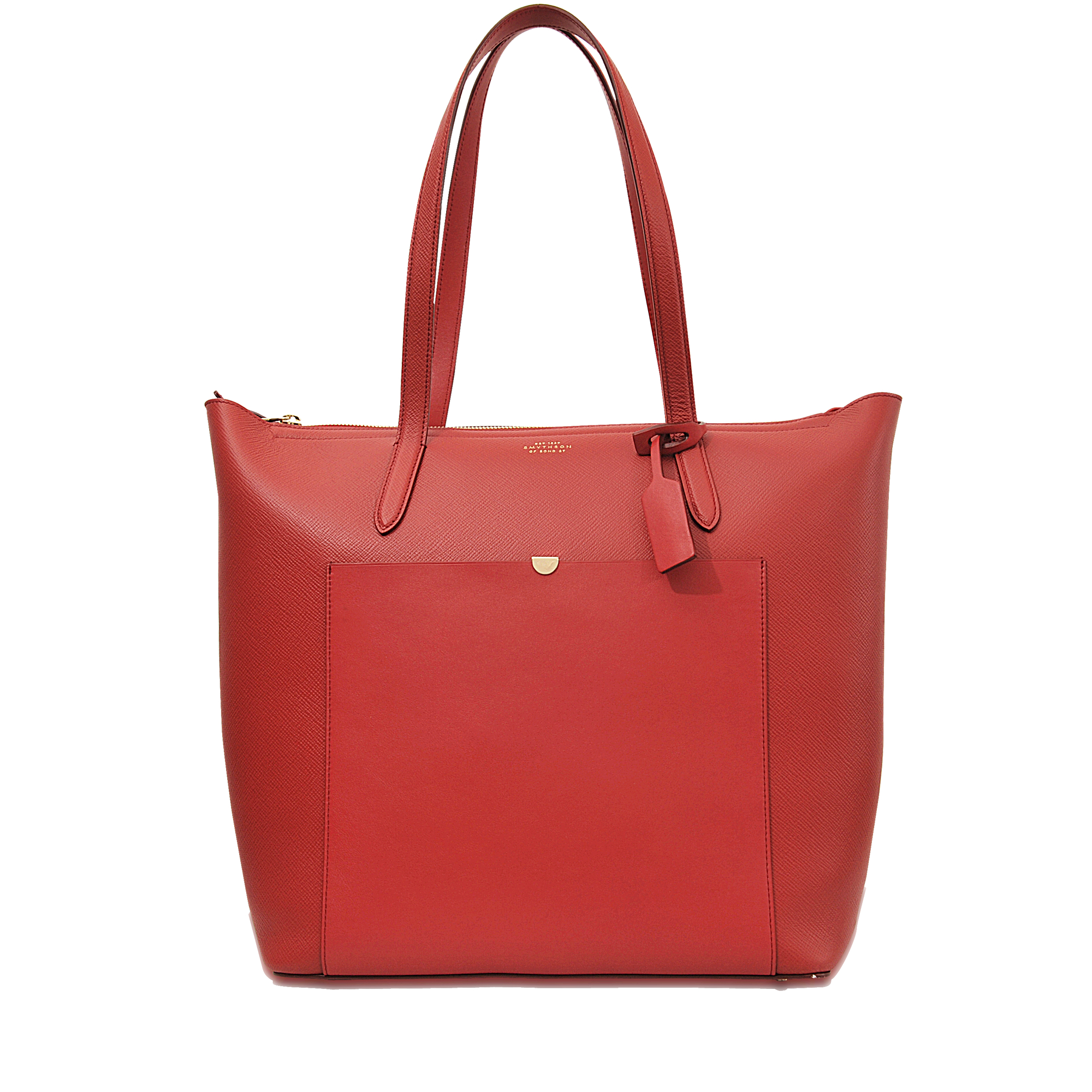 Smythson Panama North South Leather Tote in Red | Lyst