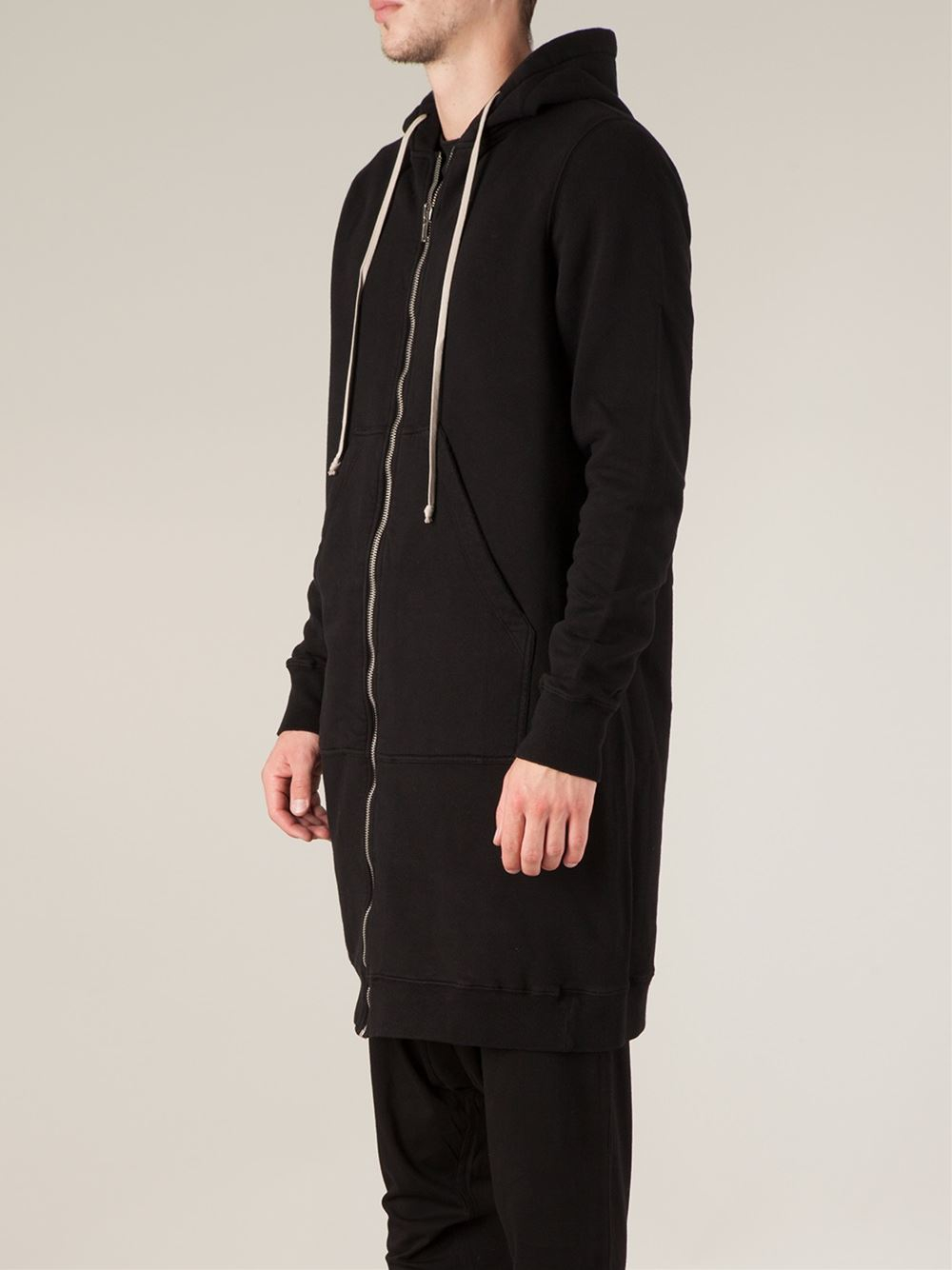 rick owens long hoodie