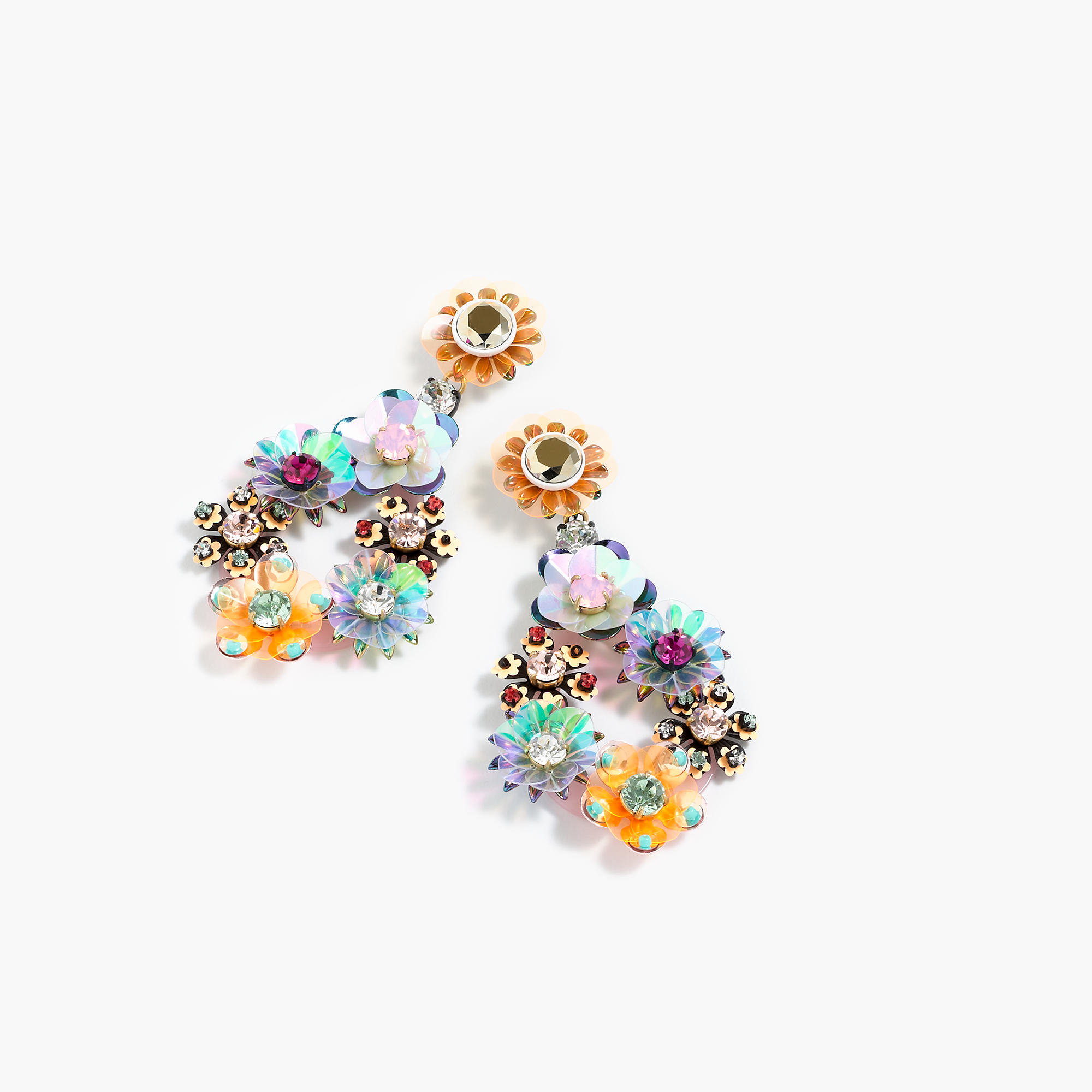 J.Crew Sequin And Crystal Rose Earrings | Lyst