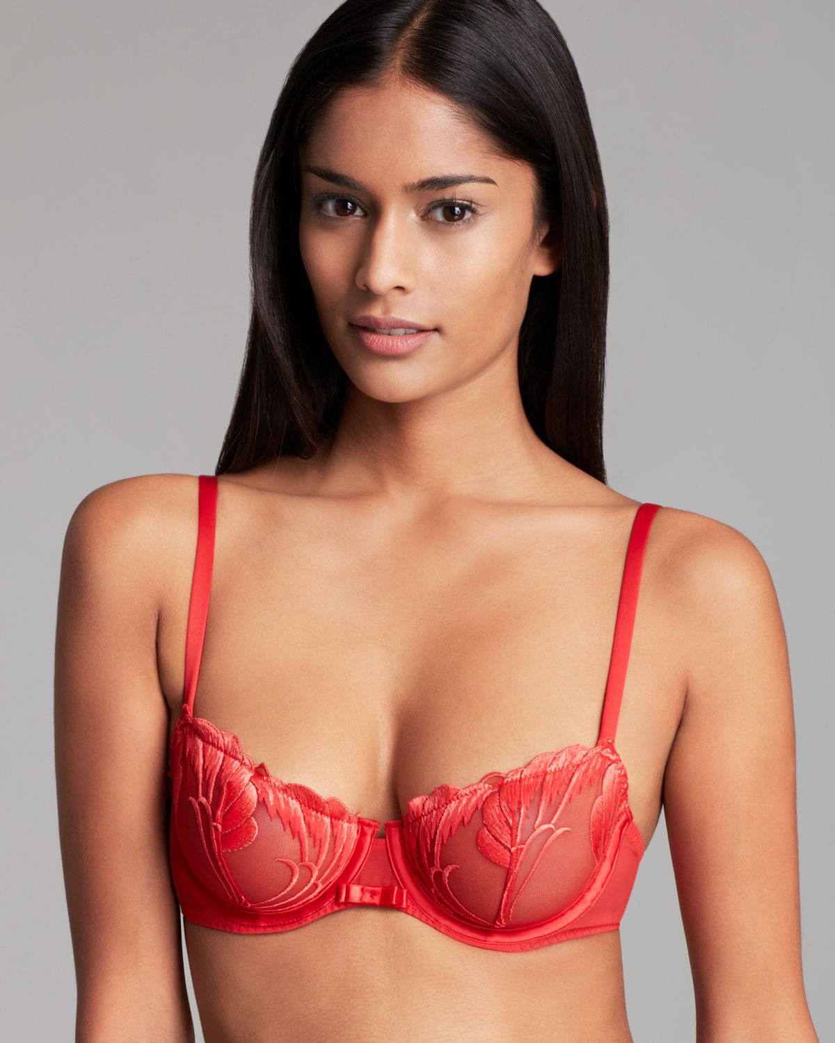 Simone Perele Insolence Unlined Underwire Demi Cup Bra in Red | Lyst