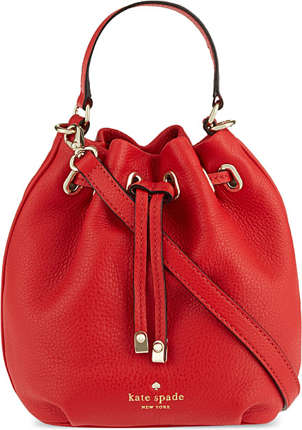 Kate Spade Wyatt Leather Bucket Bag - For Women in Red (Cherry liquer) | Lyst