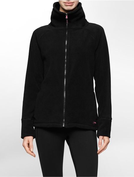 Calvin Klein White Label Performance Zip Front Fleece Jacket in Black ...