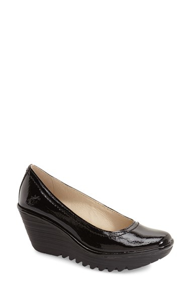 fly london black patent shoes
