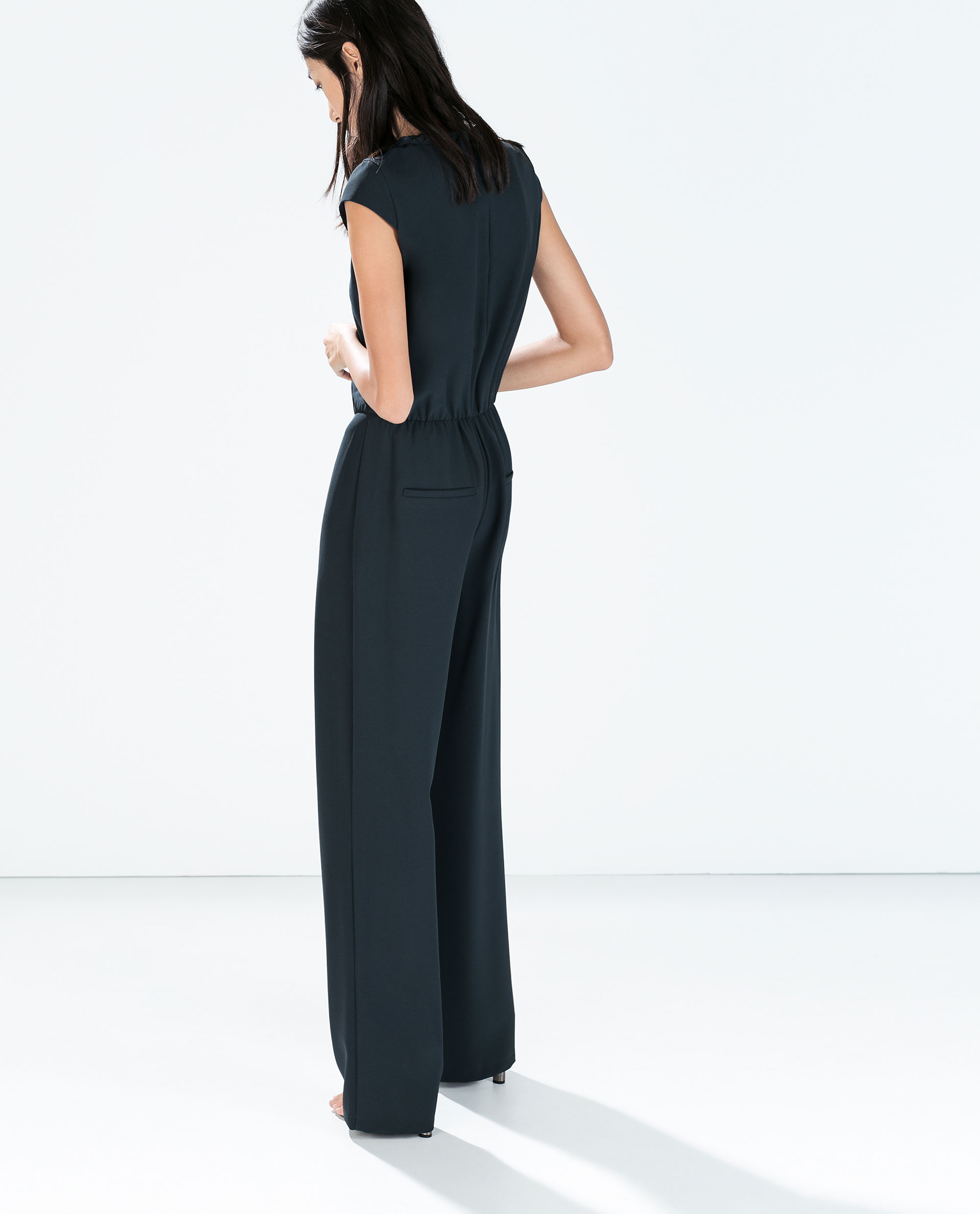 Zara Long Jumpsuit in Green (Dark bottle green) Lyst