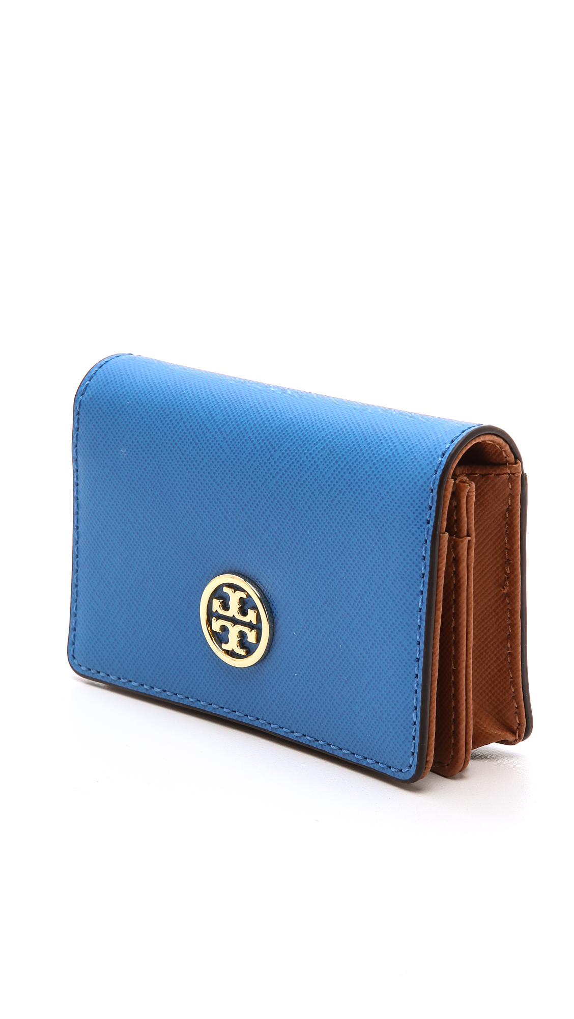 Lyst Tory Burch Robinson Foldable Card Case in Blue