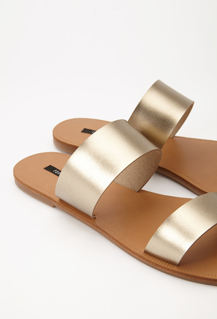 gold 2 strap sandals get 25fc6 b6f59