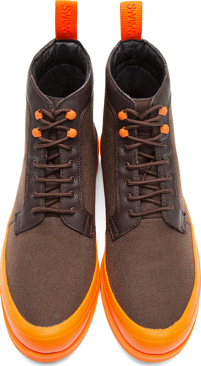 Swims Brown and Orange Rubber_trimmed Harry Boots in Orange for Men | Lyst