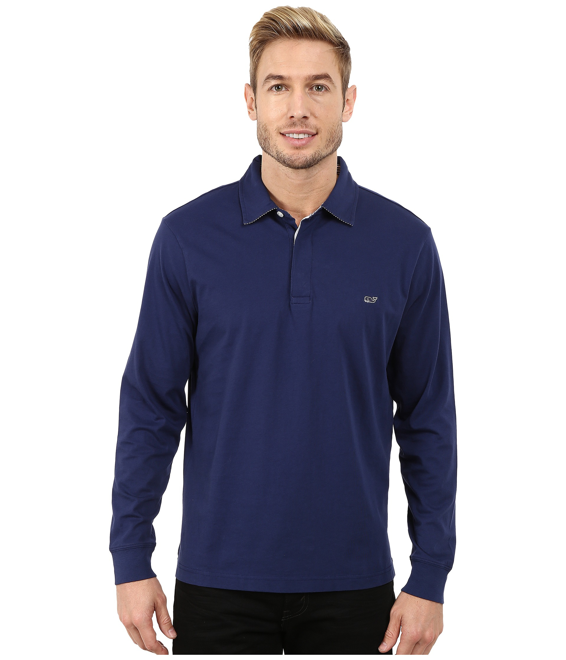 Vineyard Vines Mallery Long Sleeve Jersey Polo in Blue for Men - Lyst