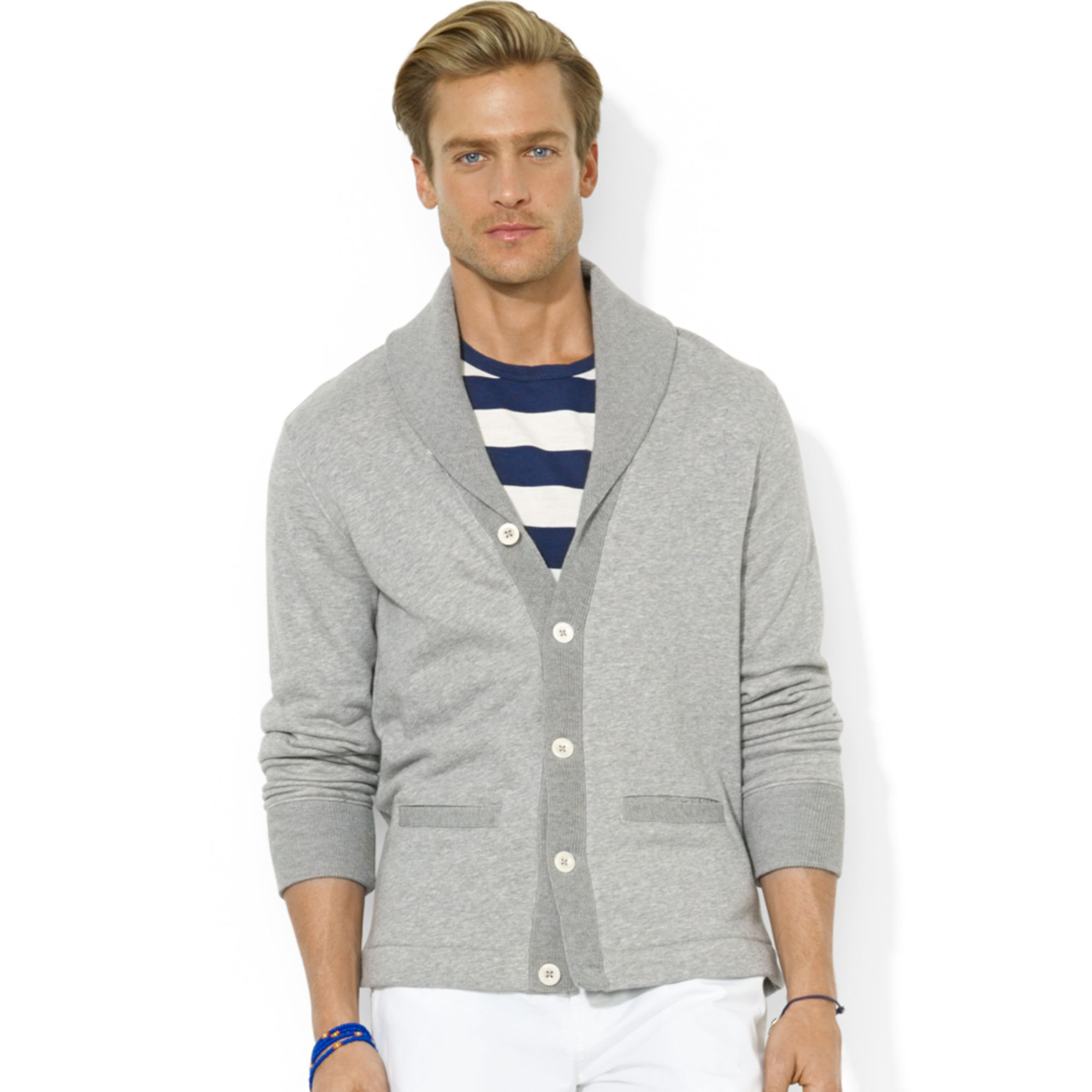 Lyst - Ralph Lauren Polo Terry Shawl Cardigan in Gray for Men